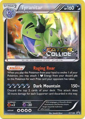 Darkness, Fighting[×2], Holofoil, Promo, Psychic[-20], XY130, XY: Black Star Promos Tyranitar (XY130) (Staff) [XY: Black Star Promos] - Trading Card World