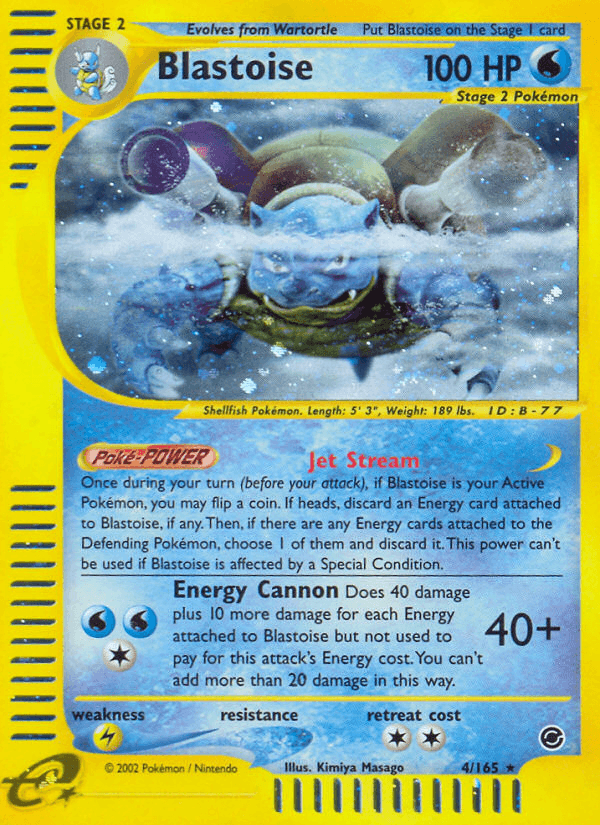 Expedition: Base Set, Holo Rare, Holofoil, Lightning[×2], Reverse Holofoil, Water Blastoise (4/165) [Expedition: Base Set] - Trading Card World