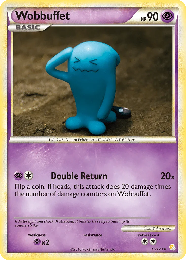 13, HeartGold & SoulSilver: Base Set, Holo Rare, Holofoil, Psychic, Psychic[×2], Reverse Holofoil Wobbuffet (13/123) [HeartGold & SoulSilver: Base Set] - Trading Card World
