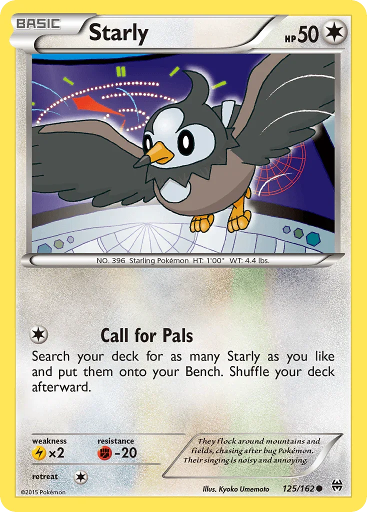 125, Colorless, Common, Fighting[-20], Lightning[×2], Normal, Reverse Holofoil, XY: BREAKthrough Starly (125/162) [XY: BREAKthrough] - Trading Card World