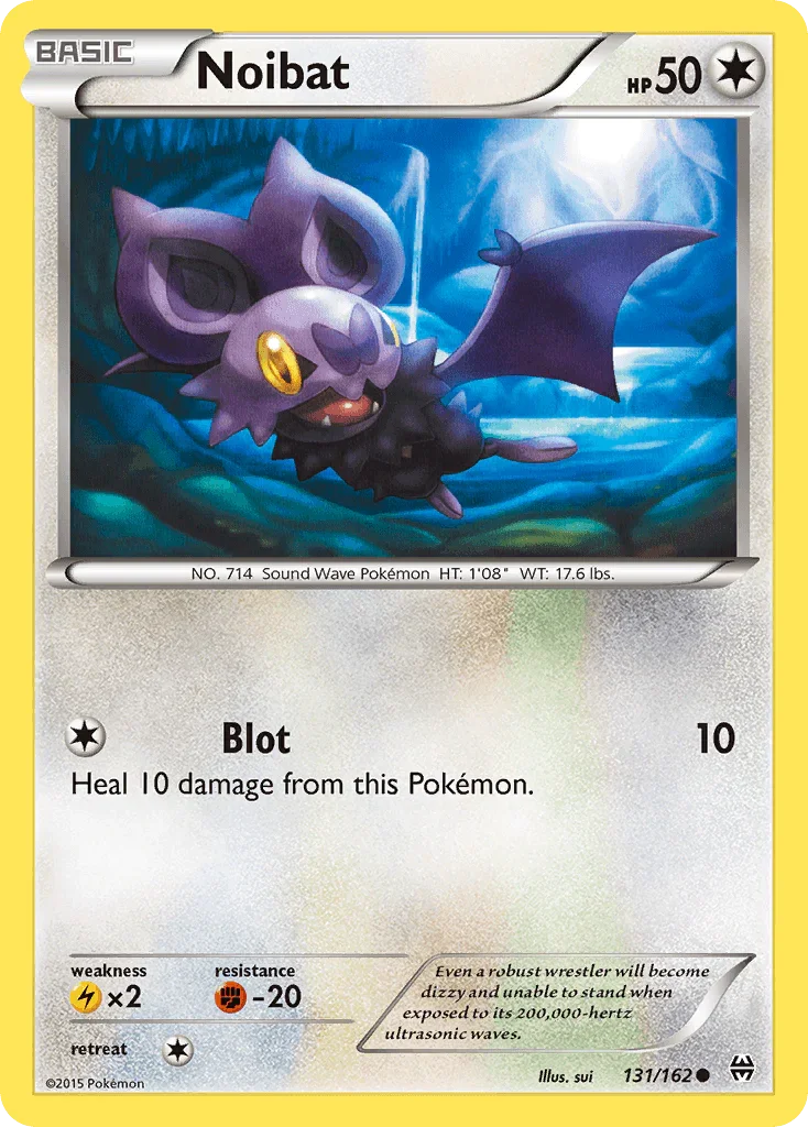 131, Colorless, Common, Fighting[-20], Lightning[×2], Normal, Reverse Holofoil, XY: BREAKthrough Noibat (131/162) [XY: BREAKthrough] - Trading Card World