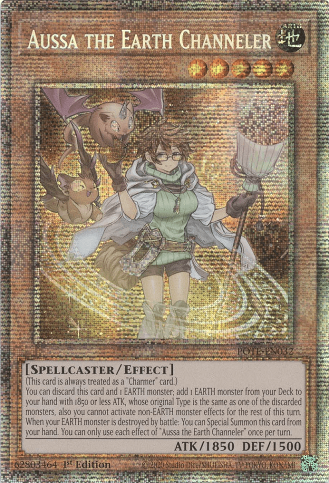 1st Edition, Earth, Effect Monster, Power of the Elements, Spellcaster, Starlight Rare, Unlimited Aussa the Earth Channeler [POTE-EN032] Starlight Rare - Trading Card World