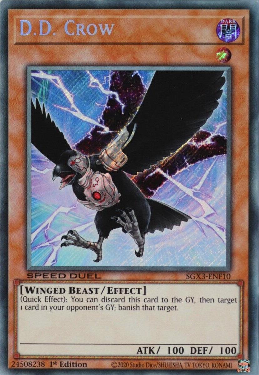 1st Edition, Dark, Effect Monster, Secret Rare, Speed Duel GX: Duelists of Shadows, Winged Beast D.D. Crow [SGX3-ENF10] Secret Rare - Trading Card World