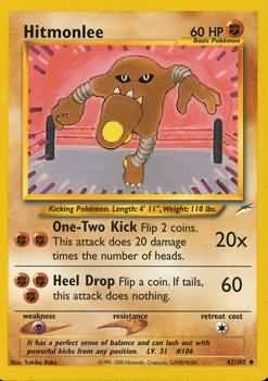 42, Fighting, Neo Destiny Unlimited, Normal, Psychic[×2], Uncommon Hitmonlee (42/105) [Neo Destiny Unlimited] - Trading Card World