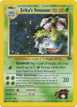 Fire[×2], Grass, Gym Challenge Unlimited, Holo Rare, Holofoil Erika's Venusaur (4/132) [Gym Challenge Unlimited] - Trading Card World