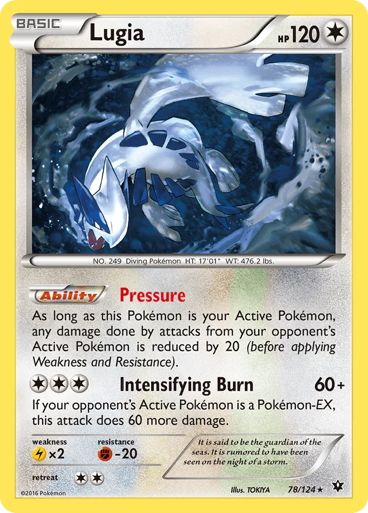 78, Colorless, Fighting[-20], Lightning[×2], Normal, Rare, Reverse Holofoil, XY: Fates Collide Lugia (78/124) [XY: Fates Collide] - Trading Card World