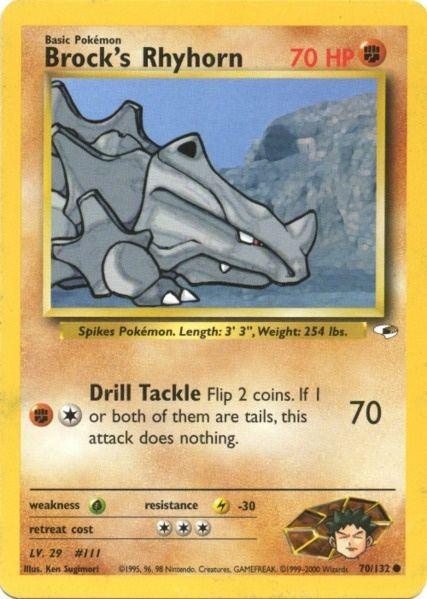 70, Common, Fighting, Grass[×2], Gym Heroes Unlimited, Lightning[-30], Normal Brock's Rhyhorn (70/132) [Gym Heroes Unlimited] - Trading Card World