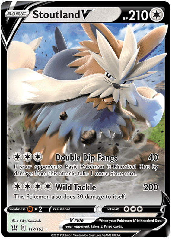 117, Colorless, Fighting [x2], Holofoil, Sword & Shield: Battle Styles, Ultra Rare Stoutland V (117/163) [Sword & Shield: Battle Styles] - Trading Card World