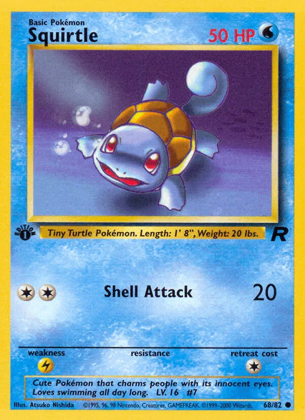 1st Edition Normal, 68, Common, Lightning[×2], Team Rocket 1st Edition, Water Squirtle (68/82) [Team Rocket 1st Edition] - Trading Card World