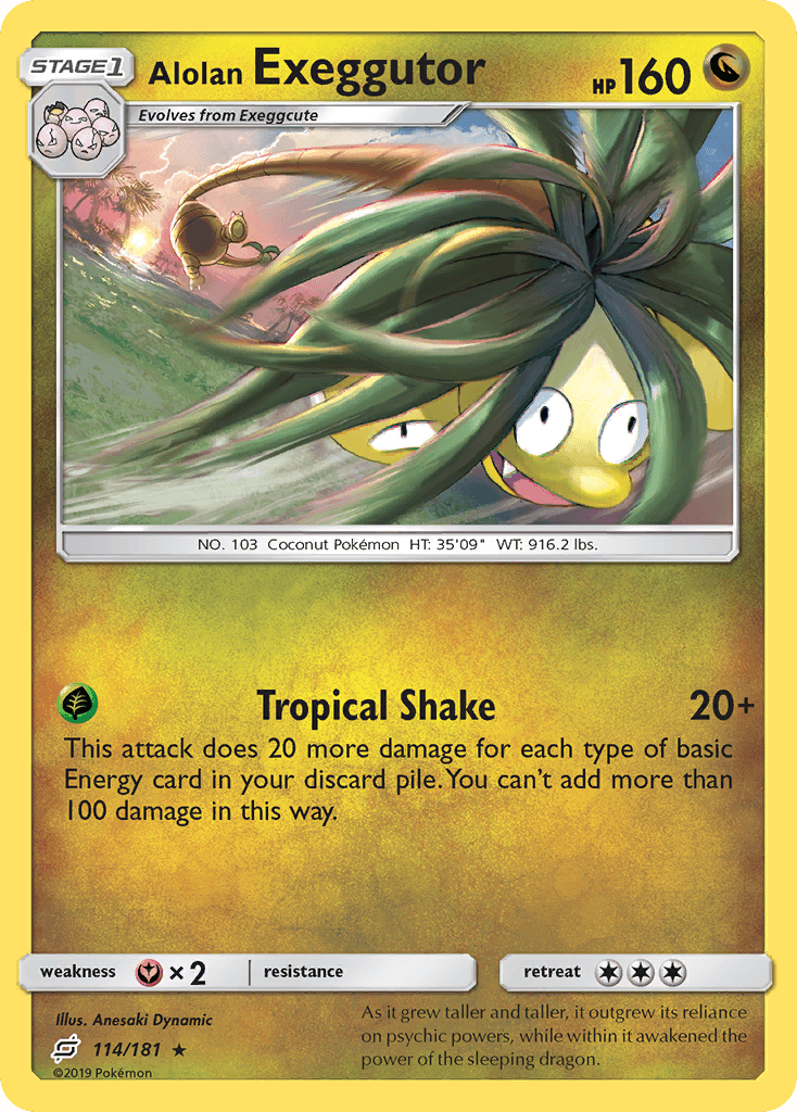 114, Dragon, Fairy[×2], Normal, Rare, Reverse Holofoil, Sun & Moon: Team Up Alolan Exeggutor (114/181) [Sun & Moon: Team Up] - Trading Card World