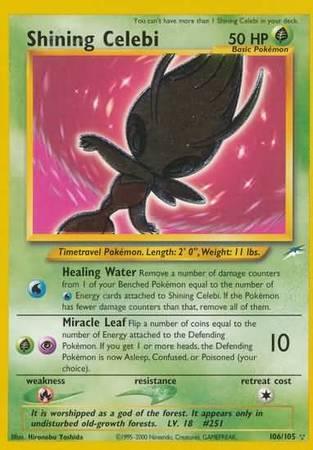 106, Fire[×2], Grass, Holofoil, Neo Destiny Unlimited, Secret Rare Shining Celebi (106/105) [Neo Destiny Unlimited] - Trading Card World