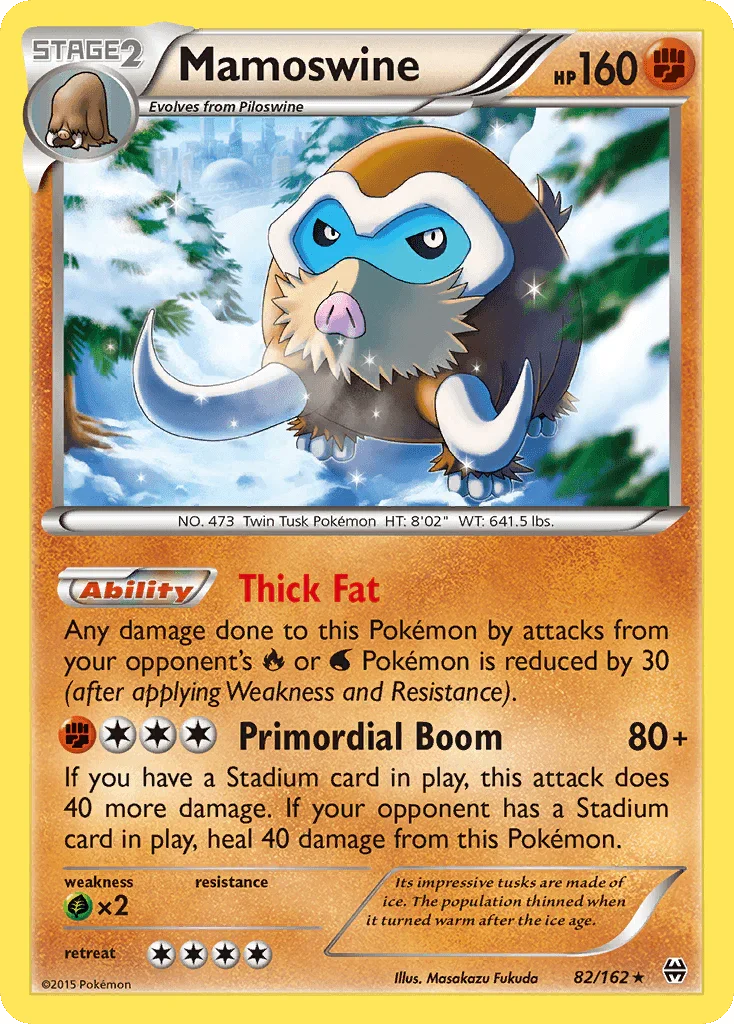 82, Fighting, Grass[×2], Holo Rare, Holofoil, Reverse Holofoil, XY: BREAKthrough Mamoswine (82/162) [XY: BREAKthrough] - Trading Card World