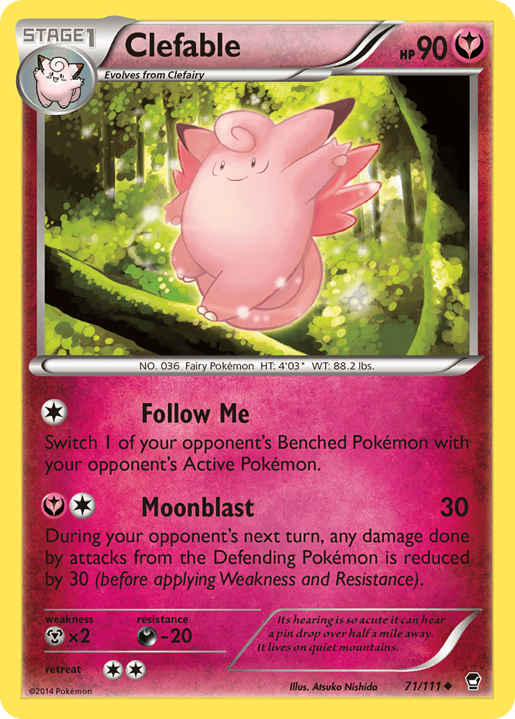 71, Darkness[-20], Fairy, Metal[×2], Normal, Reverse Holofoil, Uncommon, XY: Furious Fists Clefable (71/111) [XY: Furious Fists] - Trading Card World