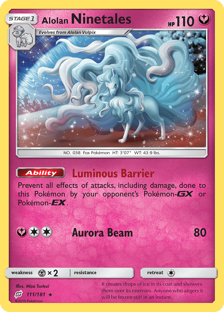 111, Fairy, Holo Rare, Holofoil, Metal[×2], Reverse Holofoil, Sun & Moon: Team Up Alolan Ninetales (111/181) [Sun & Moon: Team Up] - Trading Card World