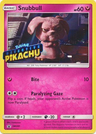 Darkness[-20], Fairy, Holofoil, Metal[×2], Promo, SM200, Sun & Moon: Black Star Promos Snubbull Detective (SM200) (Pikachu Stamped) [Sun & Moon: Black Star Promos] - Trading Card World