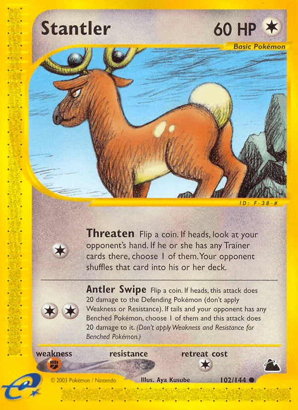 102, Colorless, Common, Fighting[×2], Normal, Reverse Holofoil, Skyridge Stantler (102/144) [Skyridge] - Trading Card World