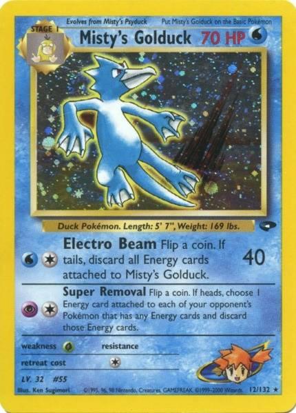 12, Grass[×2], Gym Challenge Unlimited, Holo Rare, Holofoil, Water Misty's Golduck (12/132) [Gym Challenge Unlimited] - Trading Card World