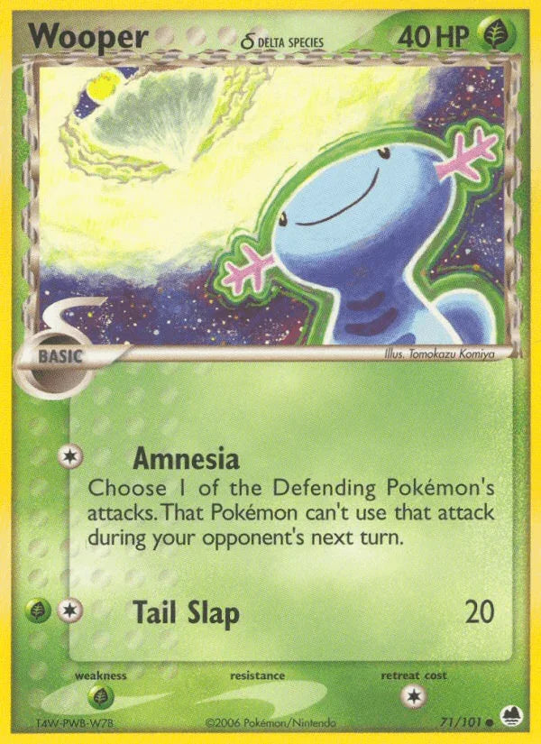 71, Common, EX: Dragon Frontiers, Grass, Grass[×2], Normal Wooper (71/101) (Delta Species) [EX: Dragon Frontiers] - Trading Card World