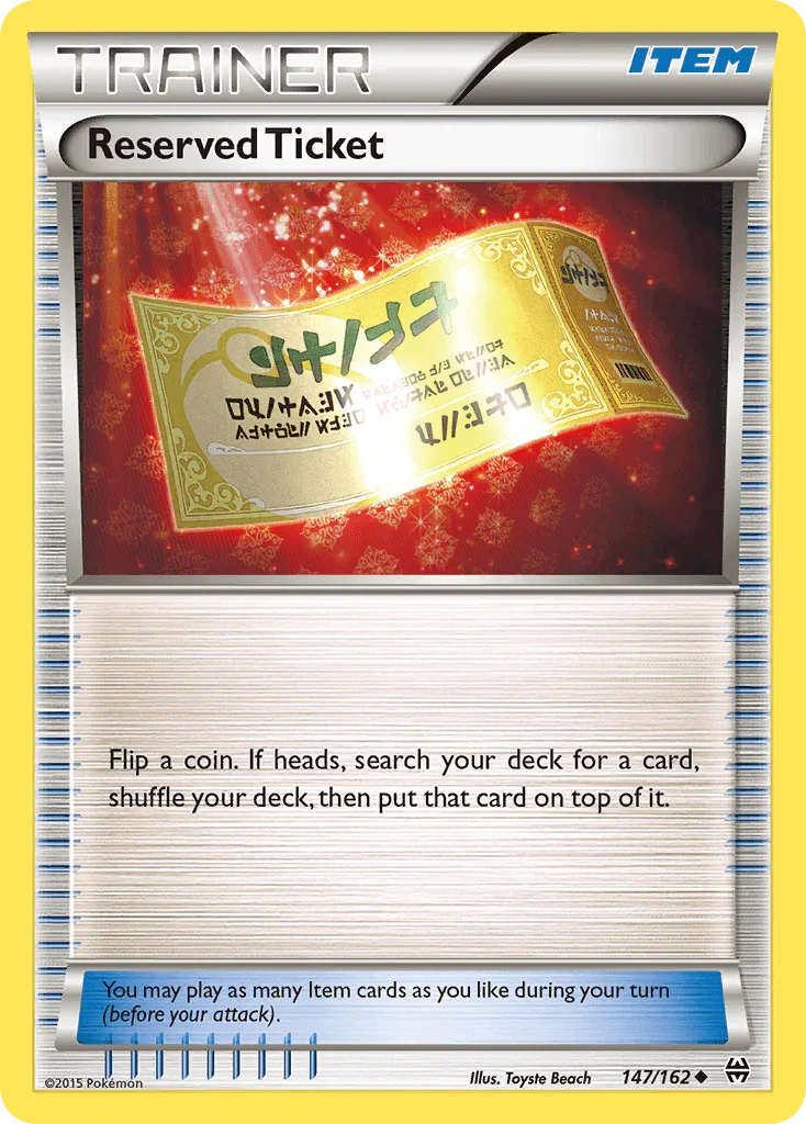 147, Item, Normal, Reverse Holofoil, Uncommon, XY: BREAKthrough Reserved Ticket (147/162) [XY: BREAKthrough] - Trading Card World
