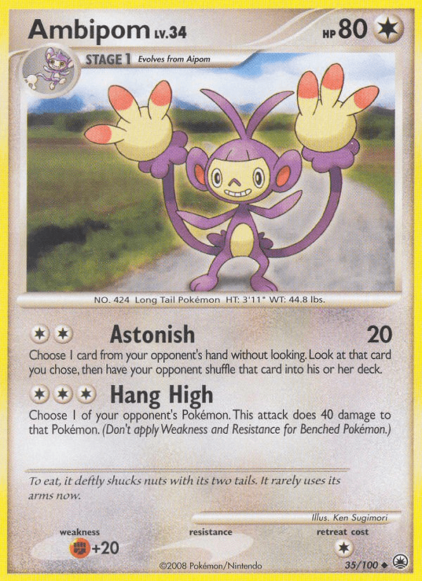 35, Colorless, Diamond & Pearl: Majestic Dawn, Fighting[+20], Normal, Reverse Holofoil, Uncommon Ambipom (35/100) [Diamond & Pearl: Majestic Dawn] - Trading Card World