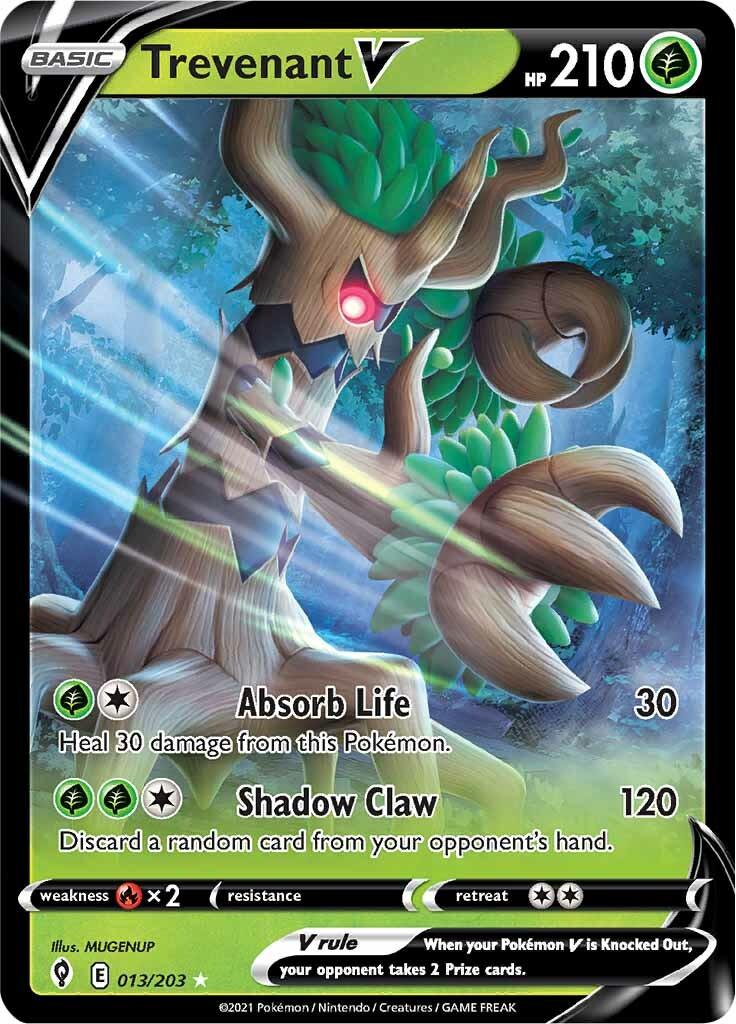 013, Fire [x2], Grass, Holofoil, Sword & Shield: Evolving Skies, Ultra Rare Trevenant V (013/203) [Sword & Shield: Evolving Skies] - Trading Card World