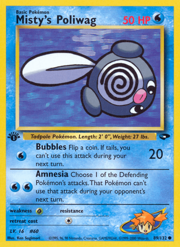 1st Edition Normal, 89, Common, Grass[×2], Gym Challenge 1st Edition, Water Misty's Poliwag (89/132) [Gym Challenge 1st Edition] - Trading Card World
