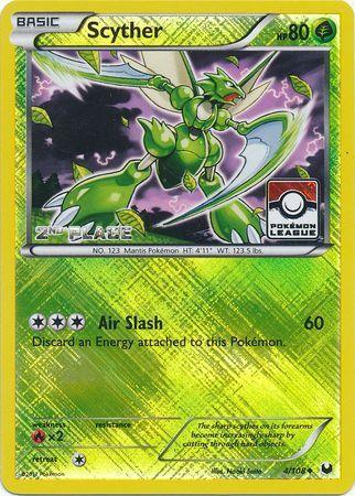 Black & White: Dark Explorers, Fire[×2], Grass, Holofoil, Promo, Reverse Holofoil Scyther (4/108) (League Promo 2nd Place) [Black & White: Dark Explorers] - Trading Card World
