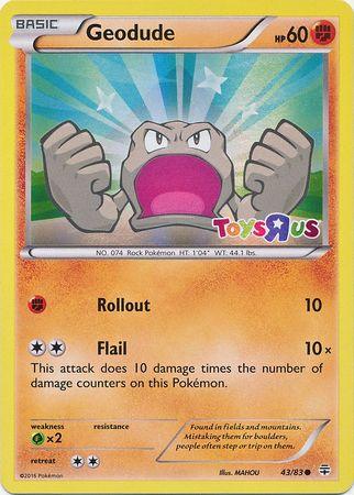 43, Fighting, Grass[×2], Holofoil, Promo, XY: Generations Geodude (43/83) (Toys R Us Promo) [XY: Generations] - Trading Card World