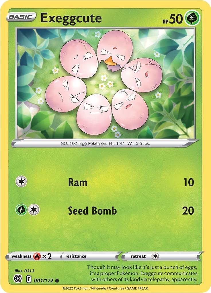 001, Common, Fire [x2], Grass, Normal, Reverse Holofoil, Sword & Shield: Brilliant Stars Exeggcute (001/172) [Sword & Shield: Brilliant Stars] - Trading Card World