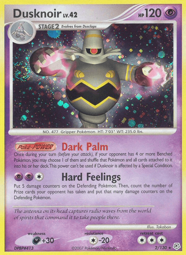 Colorless[-20], Darkness[+30], Diamond & Pearl: Base Set, Holo Rare, Holofoil, Psychic, Reverse Holofoil Dusknoir (2/130) [Diamond & Pearl: Base Set] - Trading Card World