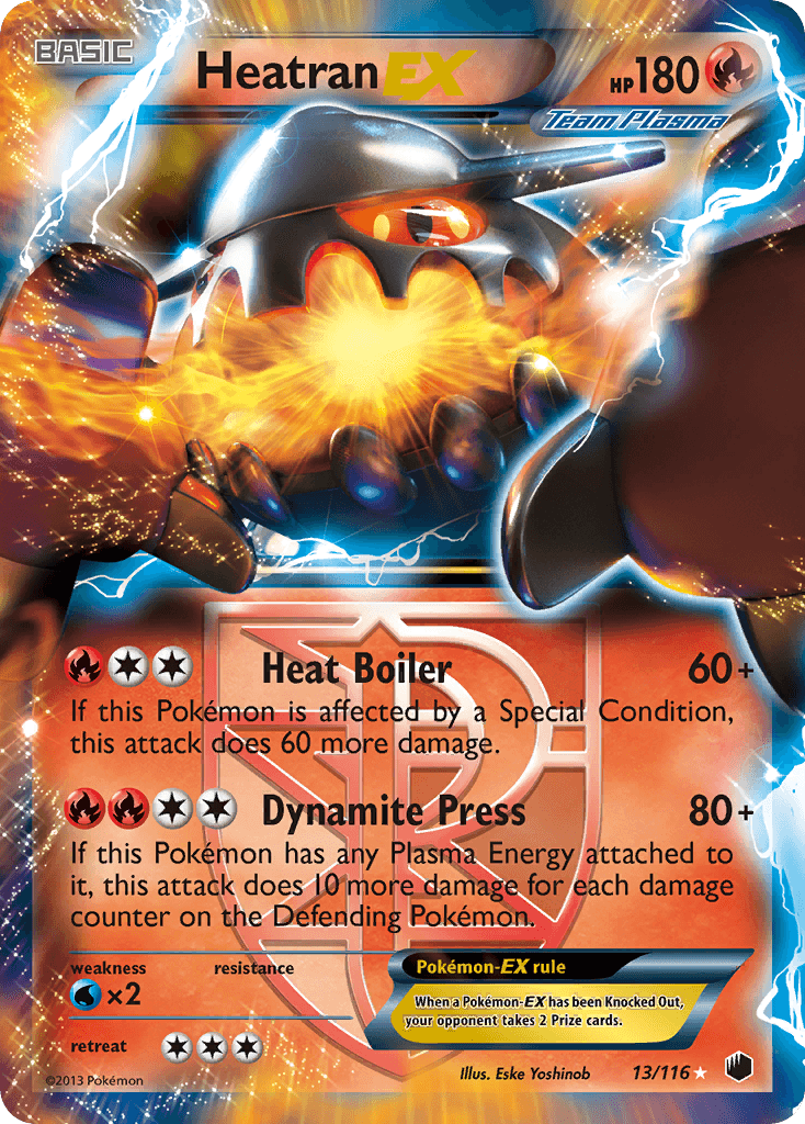 13, Black & White: Plasma Freeze, Fire, Holofoil, Ultra Rare, Water[×2] Heatran EX (13/116) [Black & White: Plasma Freeze] - Trading Card World