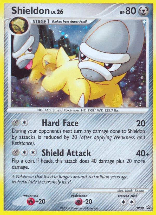 Black Star Promo, Diamond & Pearl: Black Star Promos, DP08, Fire[+20], Holofoil, Metal, Psychic[-20] Shieldon (DP08) [Diamond & Pearl: Black Star Promos] - Trading Card World