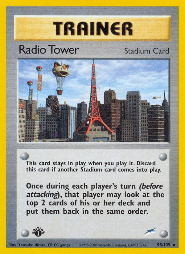 1st Edition Normal, 95, Neo Destiny 1st Edition, Rare, Stadium Radio Tower (95/105) [Neo Destiny 1st Edition] - Trading Card World
