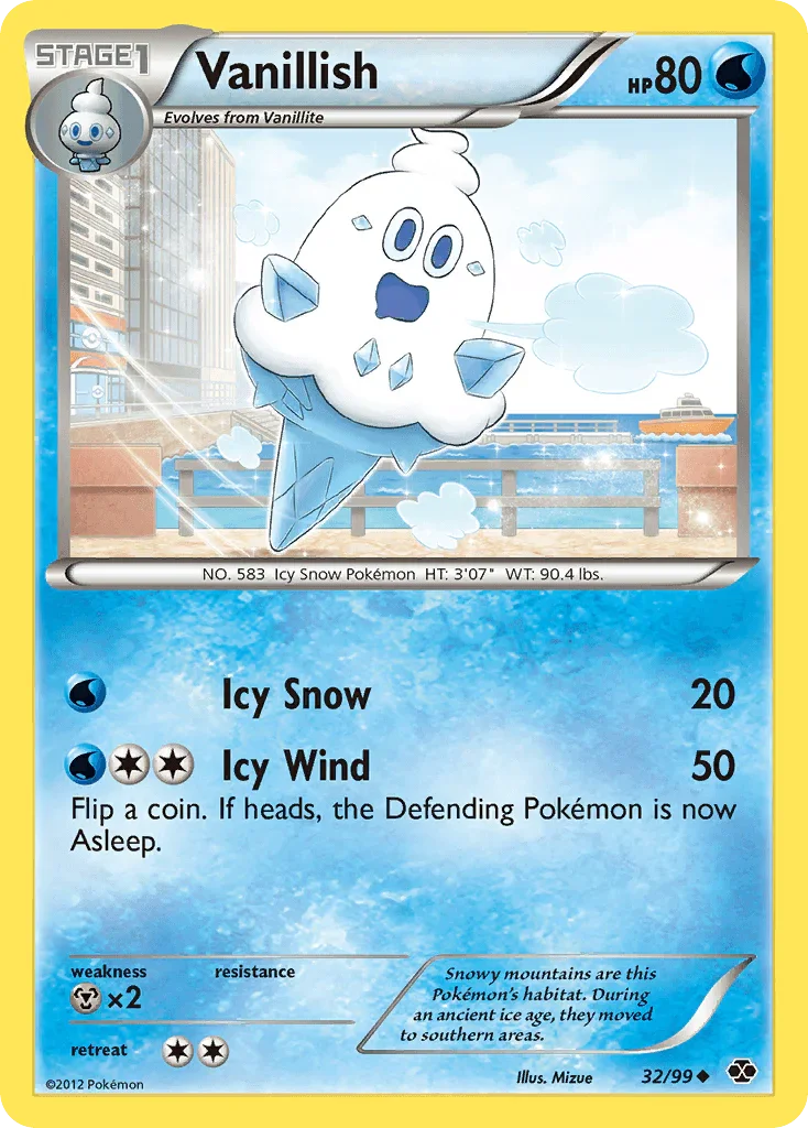 32, Black & White: Next Destinies, Metal[×2], Normal, Reverse Holofoil, Uncommon, Water Vanillish (32/99) [Black & White: Next Destinies] - Trading Card World