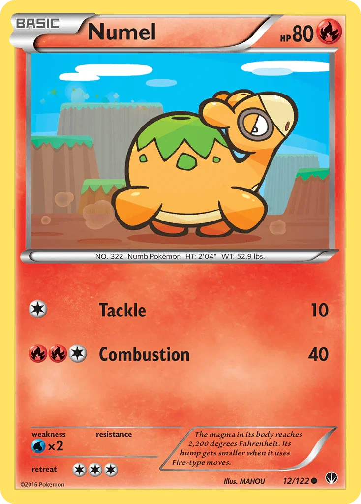 12, Common, Fire, Normal, Reverse Holofoil, Water[×2], XY: BREAKpoint Numel (12/122) [XY: BREAKpoint] - Trading Card World