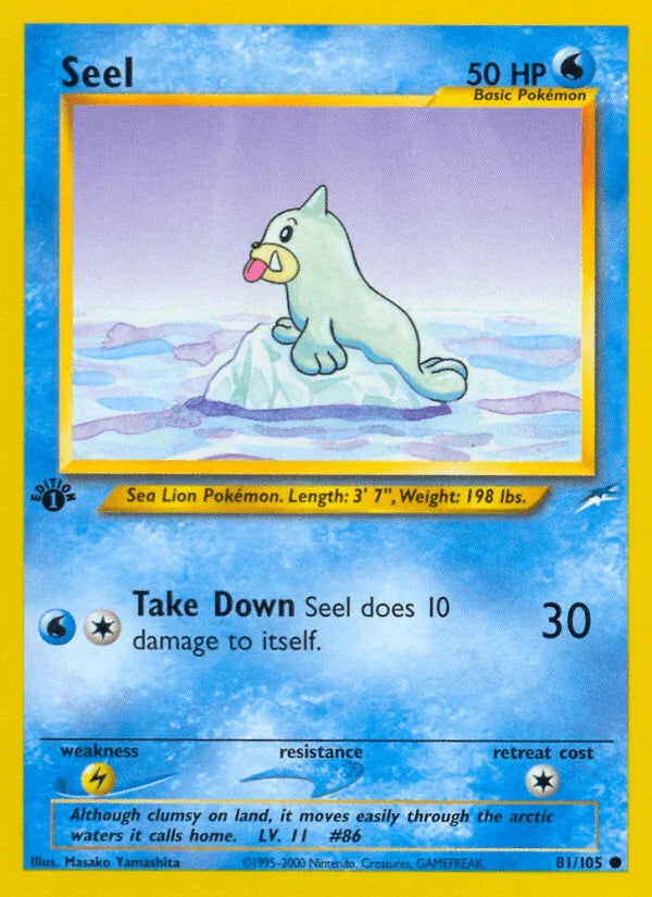 1st Edition Normal, 81, Common, Lightning[×2], Neo Destiny 1st Edition, Water Seel (81/105) [Neo Destiny 1st Edition] - Trading Card World