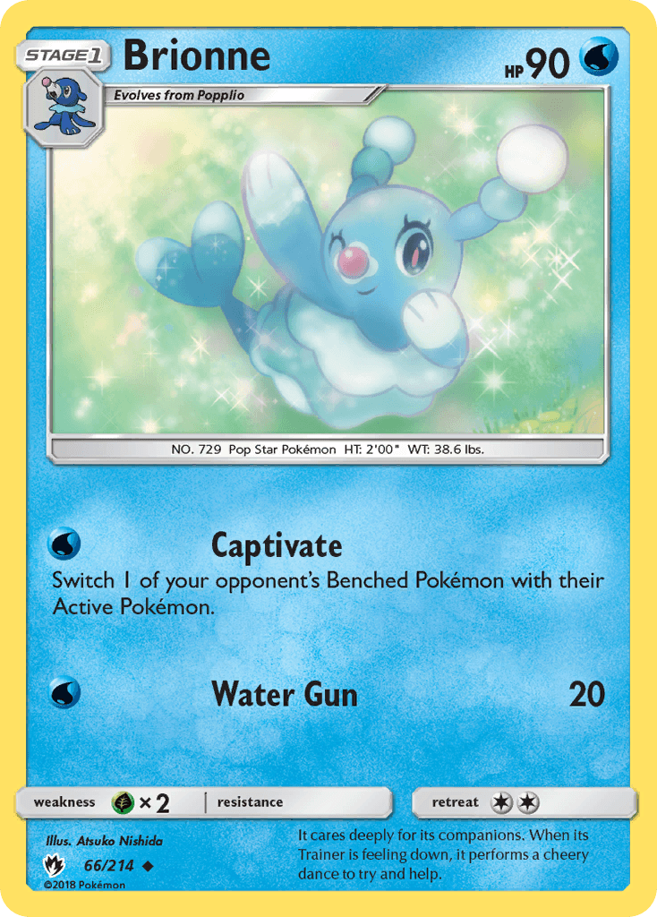 66, Grass[×2], Normal, Reverse Holofoil, Sun & Moon: Lost Thunder, Uncommon, Water Brionne (66/214) [Sun & Moon: Lost Thunder] - Trading Card World