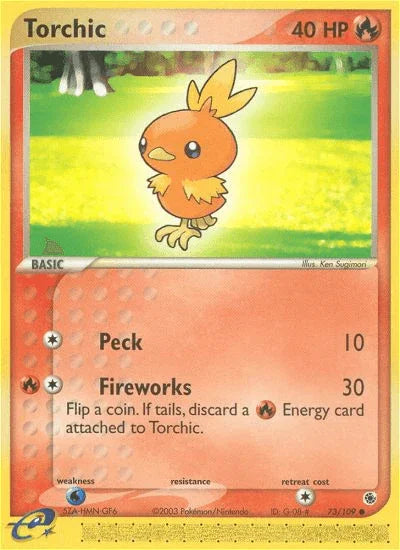 73, Common, EX: Ruby & Sapphire, Fire, Normal, Reverse Holofoil, Water[×2] Torchic (73/109) [EX: Ruby & Sapphire] - Trading Card World