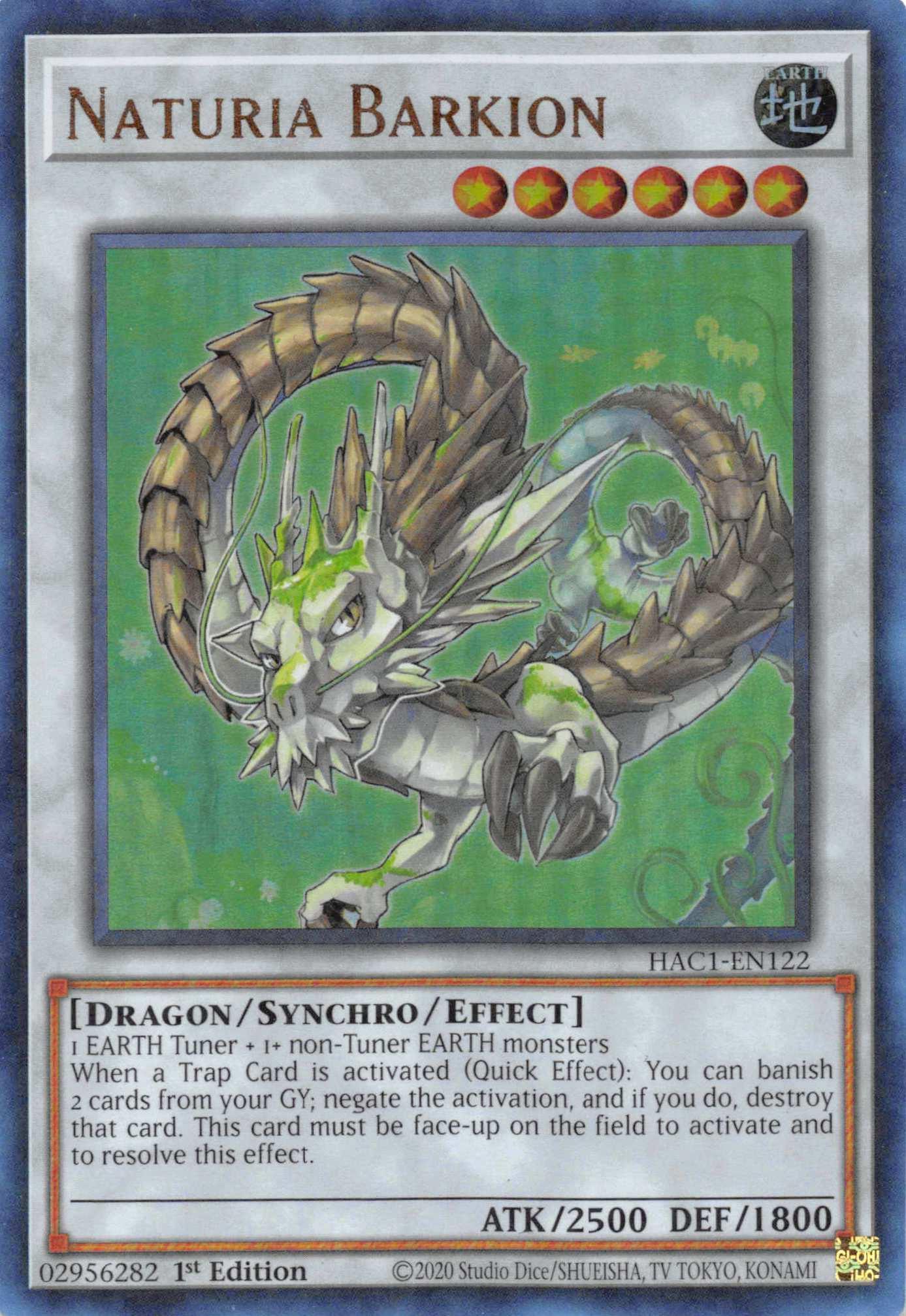 1st Edition, Dragon, Earth, Hidden Arsenal: Chapter 1, Parallel Rare, Synchro/Effect Monster Naturia Barkion (Duel Terminal) [HAC1-EN122] Parallel Rare - Trading Card World