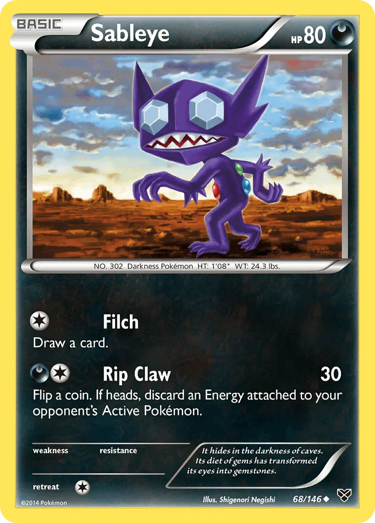 68, Darkness, Normal, Reverse Holofoil, Uncommon, XY: Base Set Sableye (68/146) [XY: Base Set] - Trading Card World