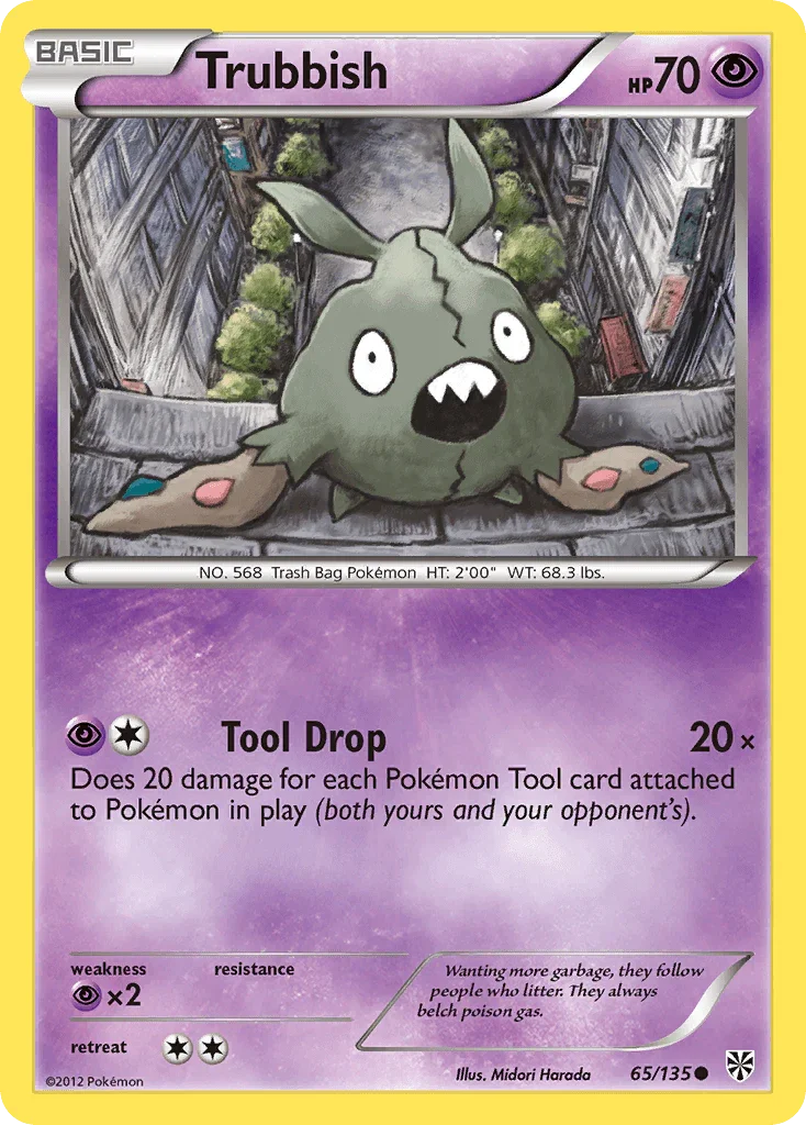 65, Black & White: Plasma Storm, Common, Normal, Psychic, Psychic[×2], Reverse Holofoil Trubbish (65/135) [Black & White: Plasma Storm] - Trading Card World