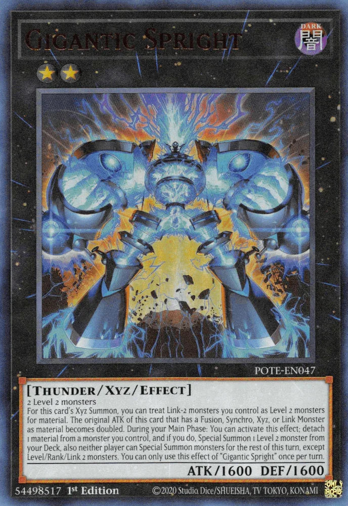 1st Edition, Dark, Power of the Elements, Thunder, Ultra Rare, Unlimited, Xyz/Effect Monster Gigantic Spright [POTE-EN047] Ultra Rare - Trading Card World