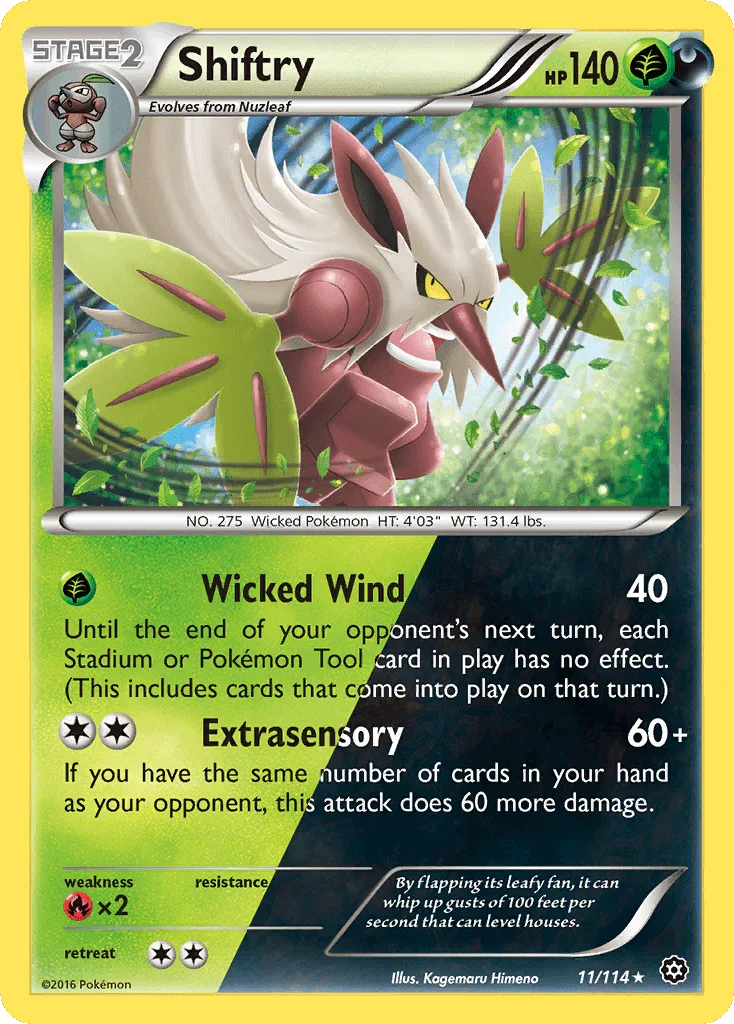 11, Darkness, Fire[×2], Grass, Holo Rare, Holofoil, Reverse Holofoil, XY: Steam Siege Shiftry (11/114) [XY: Steam Siege] - Trading Card World