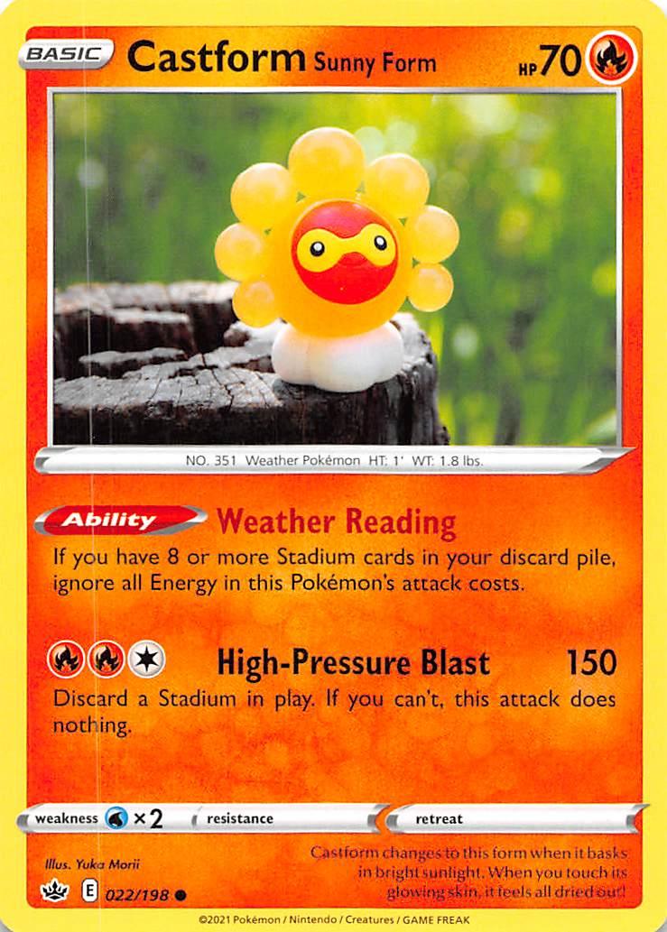 022, Common, Fire, Normal, Reverse Holofoil, Sword & Shield: Chilling Reign, Water [x2] Castform Sunny Form (022/198) [Sword & Shield: Chilling Reign] - Trading Card World