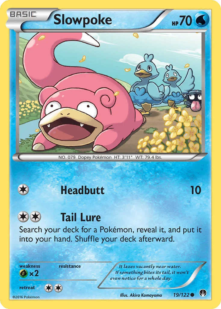 19, Common, Grass[×2], Normal, Reverse Holofoil, Water, XY: BREAKpoint Slowpoke (19/122) [XY: BREAKpoint] - Trading Card World