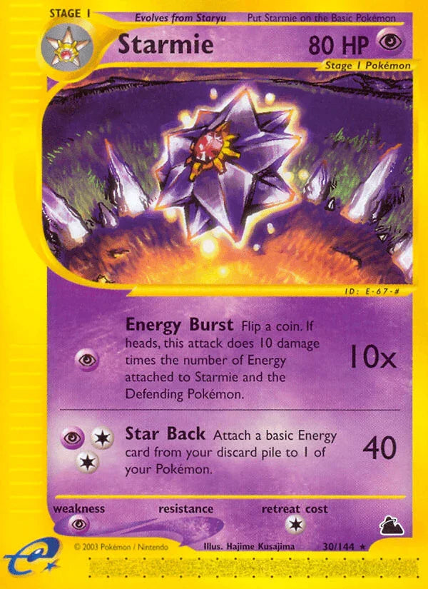 30, Normal, Psychic, Psychic[×2], Rare, Reverse Holofoil, Skyridge Starmie (30/144) [Skyridge] - Trading Card World