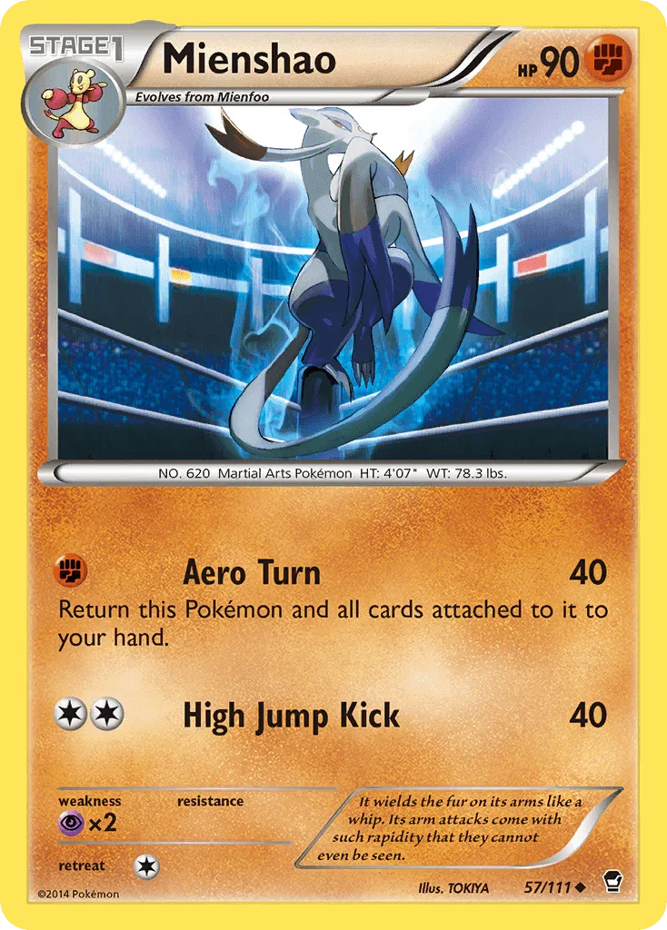 57, Fighting, Normal, Psychic[×2], Reverse Holofoil, Uncommon, XY: Furious Fists Mienshao (57/111) [XY: Furious Fists] - Trading Card World