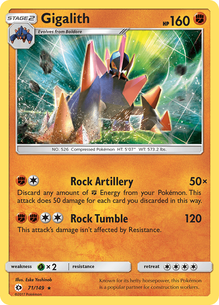 71, Fighting, Grass[×2], Holo Rare, Holofoil, Reverse Holofoil, Sun & Moon: Base Set Gigalith (71/149) [Sun & Moon: Base Set] - Trading Card World