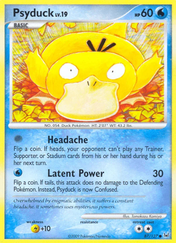 87, Common, Lightning[+10], Normal, Platinum: Base Set, Reverse Holofoil, Water Psyduck (87/127) [Platinum: Base Set] - Trading Card World
