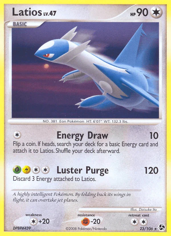 23, Colorless, Colorless[+20], Diamond & Pearl: Great Encounters, Fighting[-20], Normal, Rare, Reverse Holofoil Latios (23/106) [Diamond & Pearl: Great Encounters] - Trading Card World